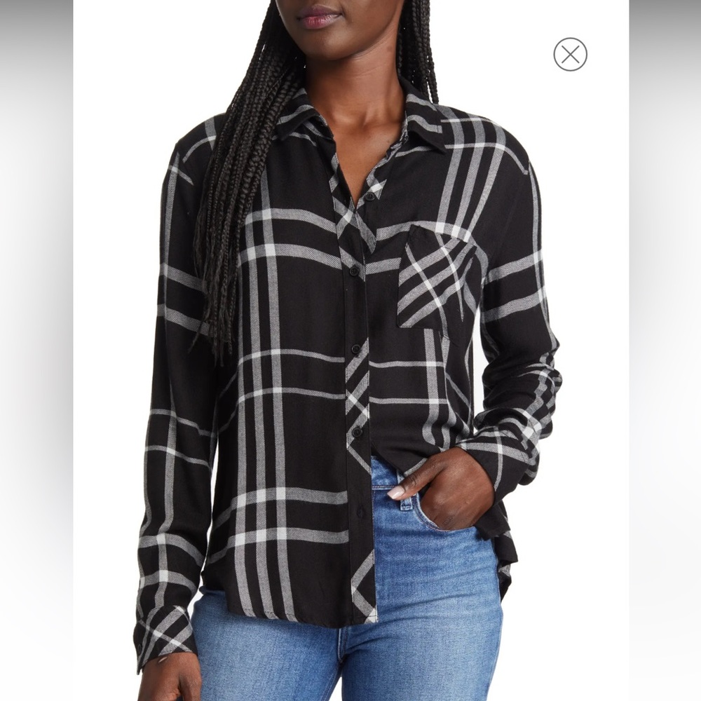 Rails Black and White Button Up Flannel